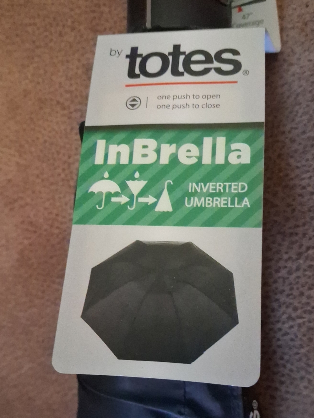 Totes InBrella Inverted Umbrella Black